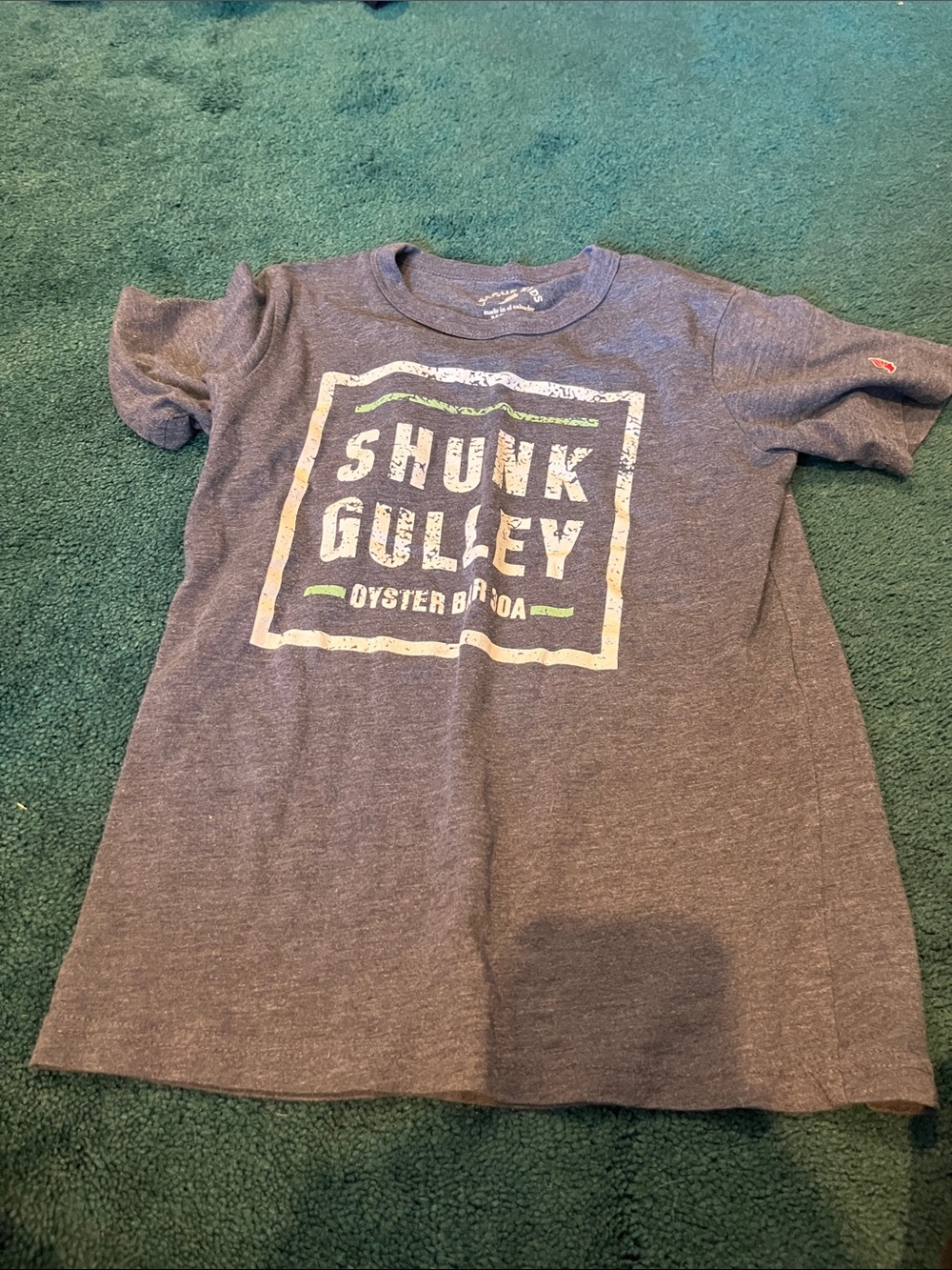 League Gray Kids Short Sleeve Tee with White and Green Graphic